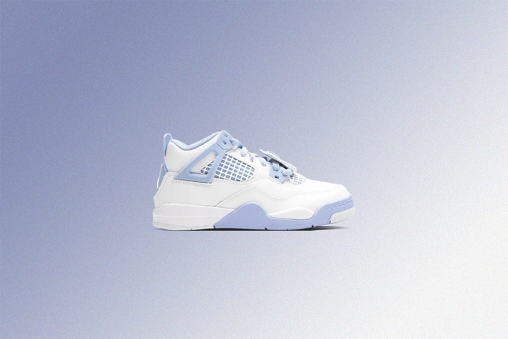 Air Jordan 4 Retro Aluminum PS White Aluminum Blue Tint Oil Green