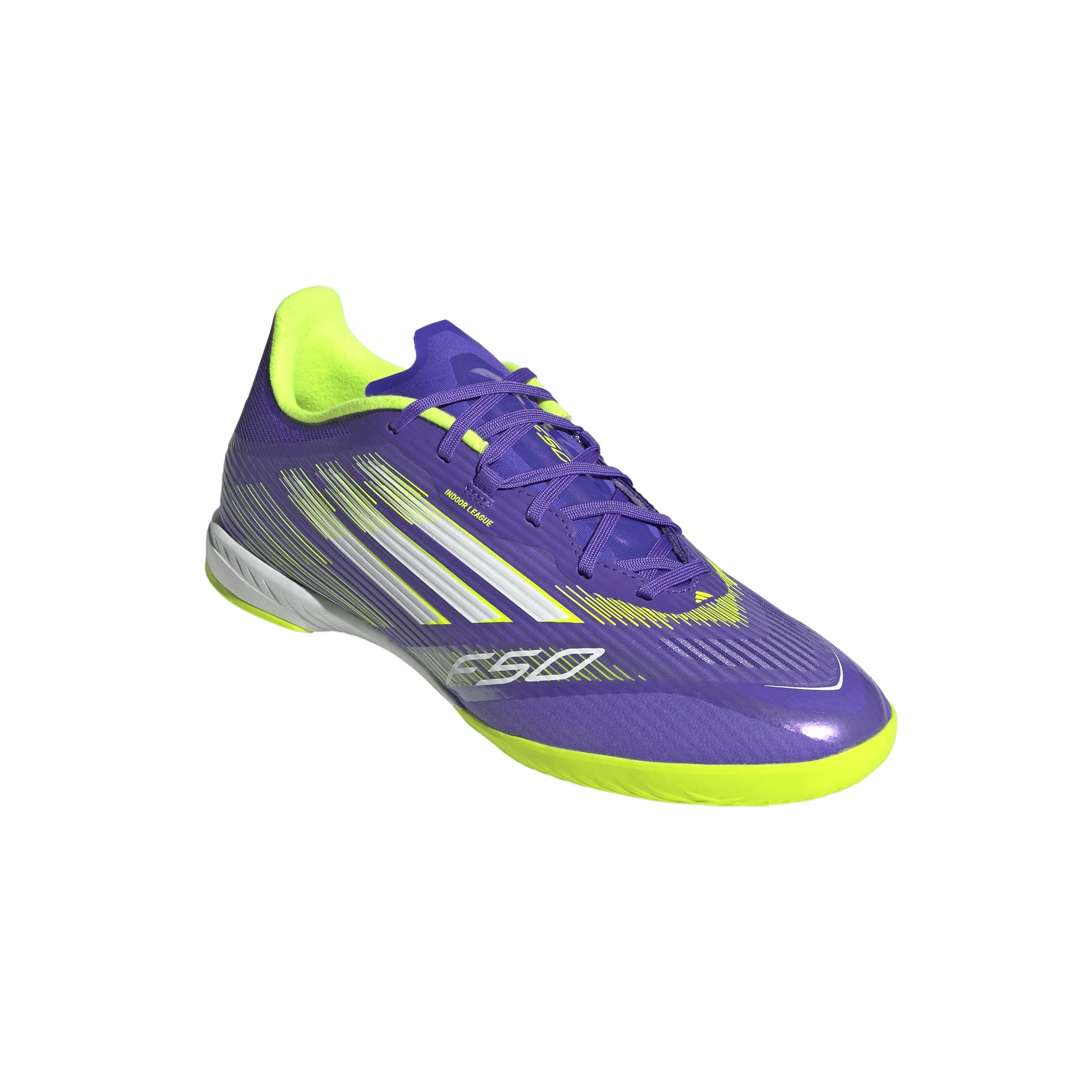adidas F50 League Indoor Soccer Shoes Purple White Lemon
