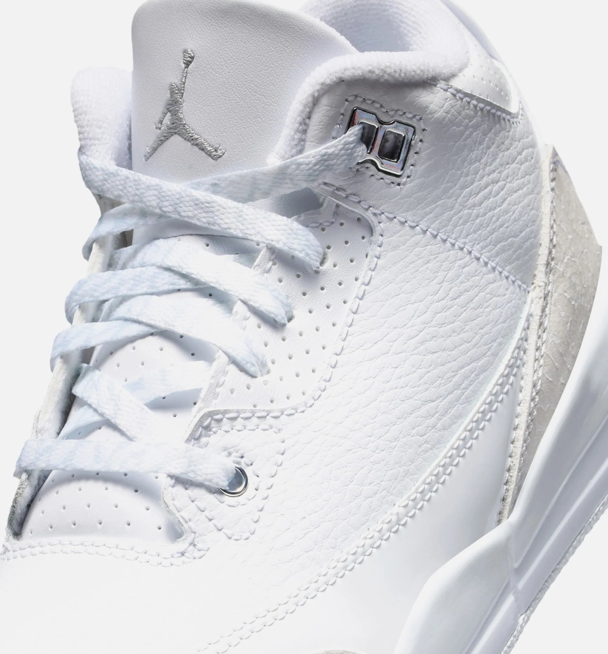 Air Jordan 3 Retro White and Silver Preschool Lifestyle Shoe White Metallic Silver Free Shipping