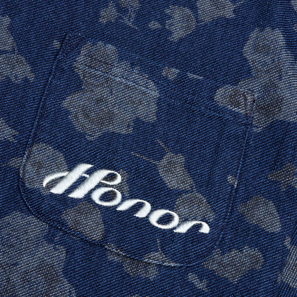 Indigo Floral Camp Shirt Blue