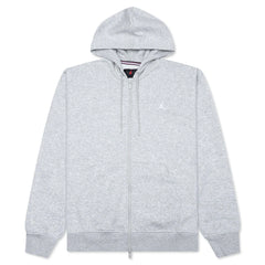 Brooklyn Fleece Full Zip Hoodie Grey Heather White