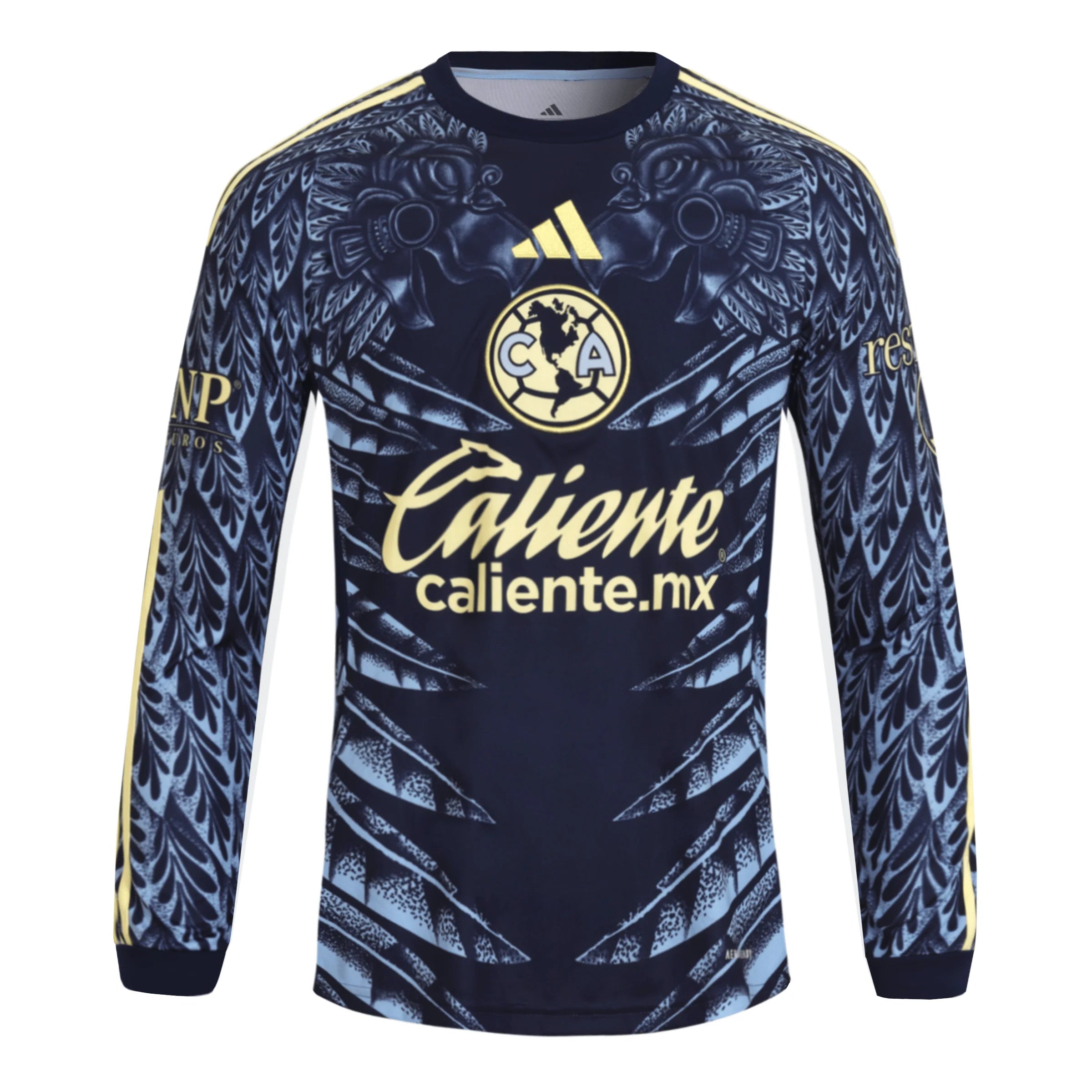 adidas Club América Long Sleeve Mens Away Soccer Jersey 25 26 Blue