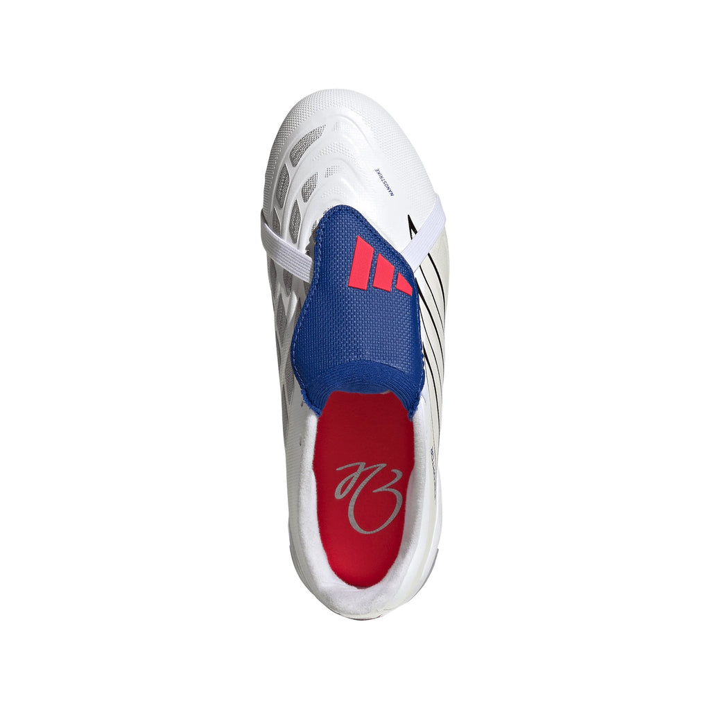 adidas Predator League Fold Over Tongue FG Firm Ground Youth Soccer Cleats White Zero Metallic Blue
