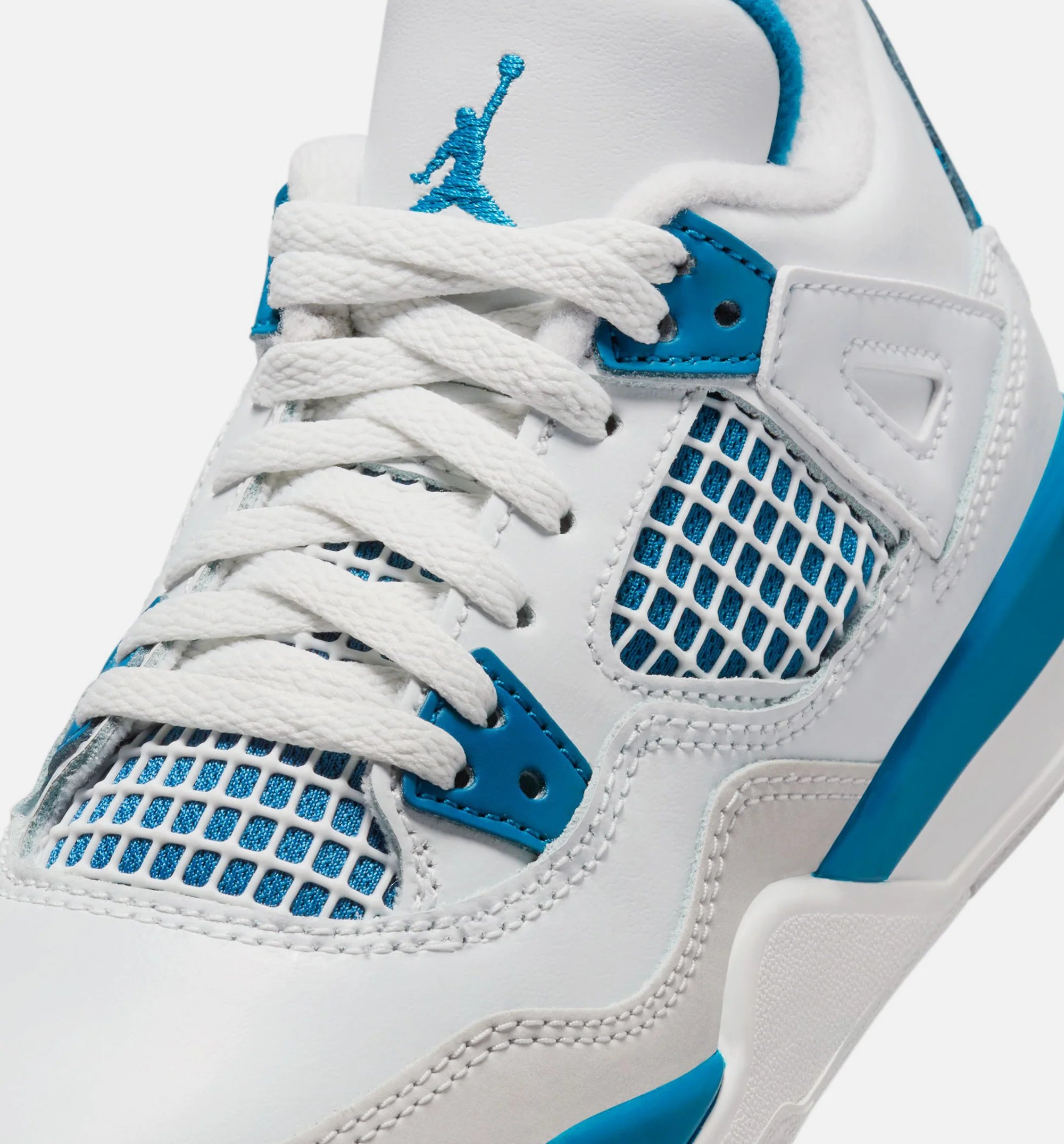 Air Jordan 4 Retro Industrial Blue Preschool Lifestyle Shoe Off White Industrial Blue Neutral Grey