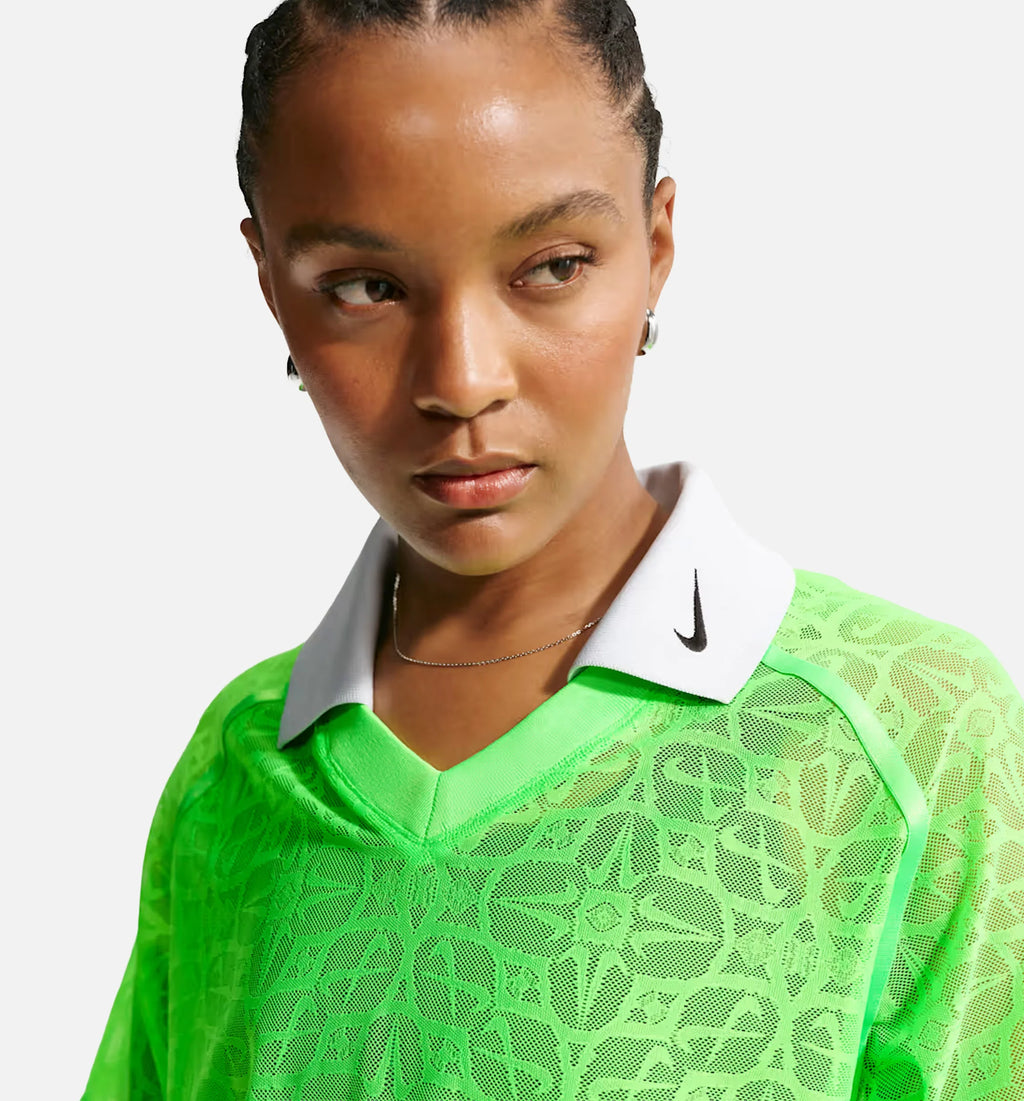 Sportwear Loose Fitting Knit Polo Womens Jersey Strike Green Pure Platinum Black Black