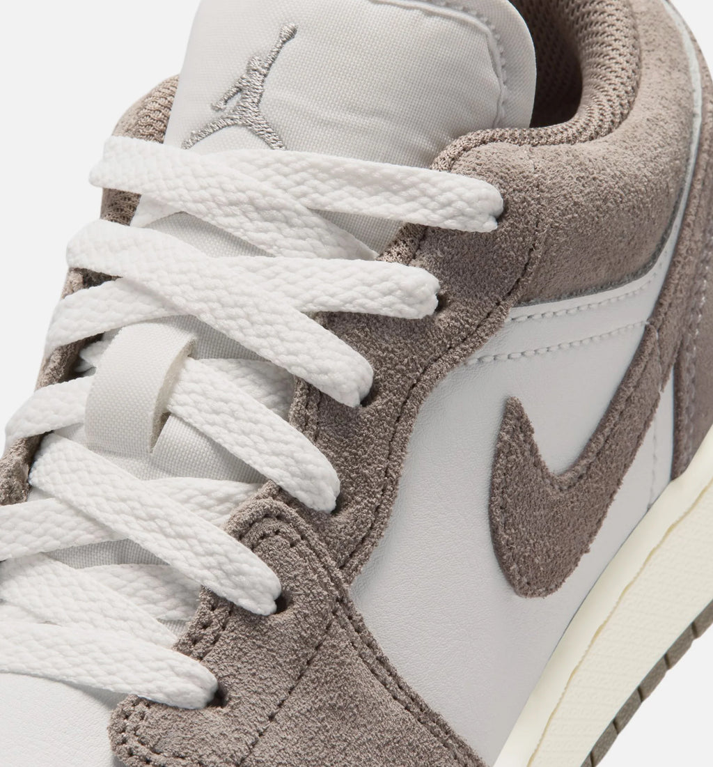 Air Jordan 1 Low Grade School Lifestyle Shoe Olive Grey Enigma Stone Summit White