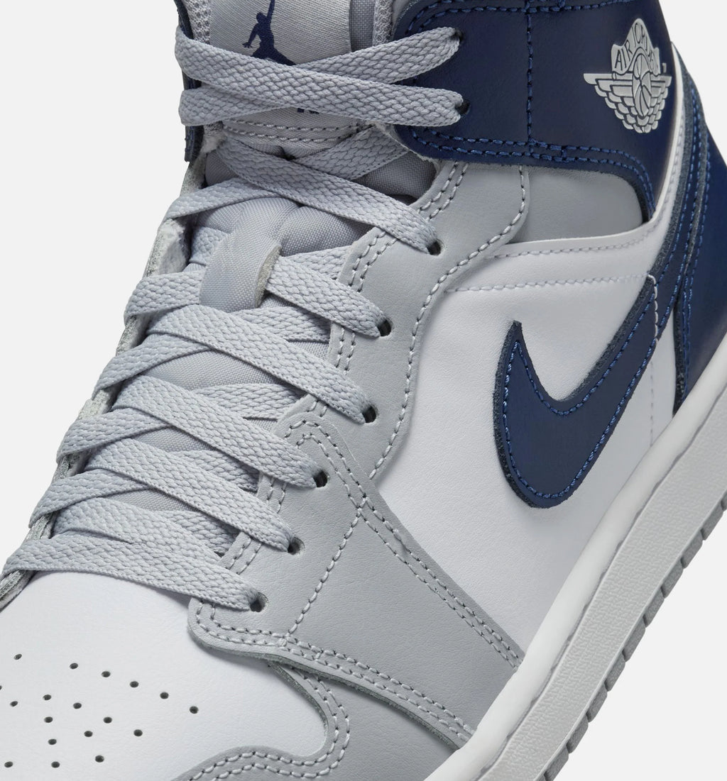 Air Jordan 1 Mid Mens Lifestyle Shoe White Wolf Grey Midnight Navy