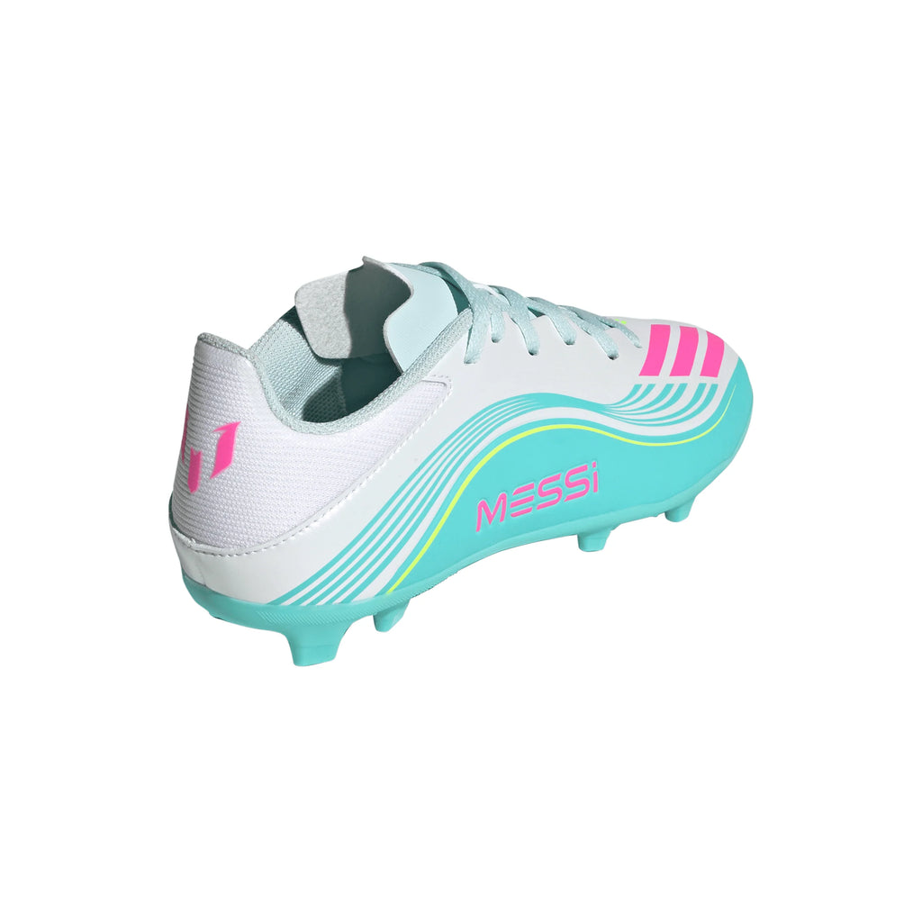 adidas F50 Messi League FG MG Firm Ground Multi Ground Youth Soccer Cleats White Pink Aqua