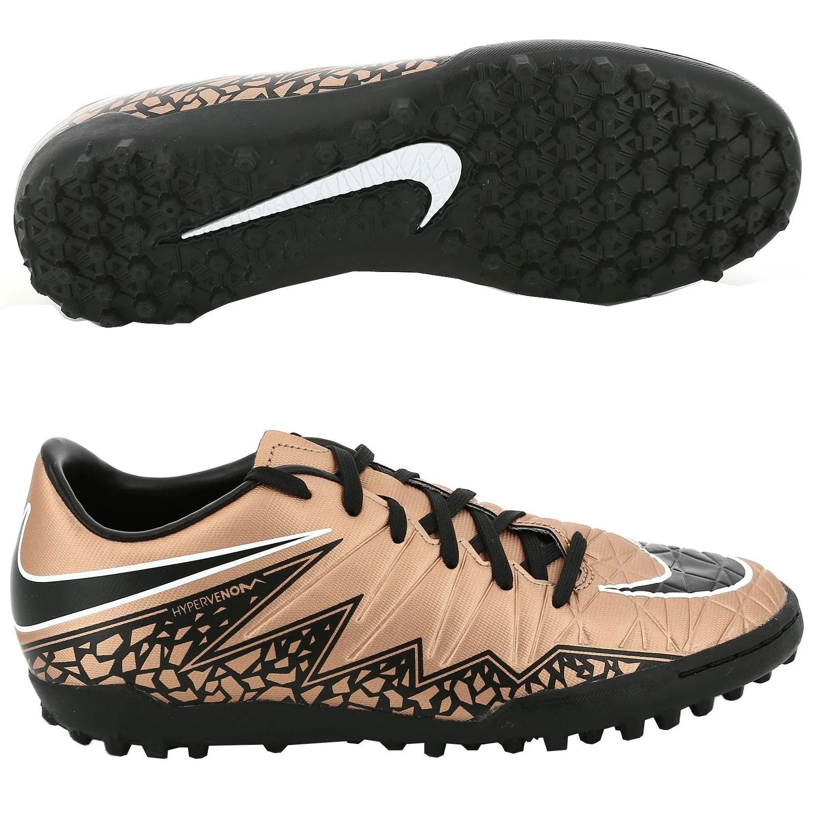 Nike HyperVenom Phelon II TF Turf Soccer Cleats Metallic Red Bronze Black Green Glow