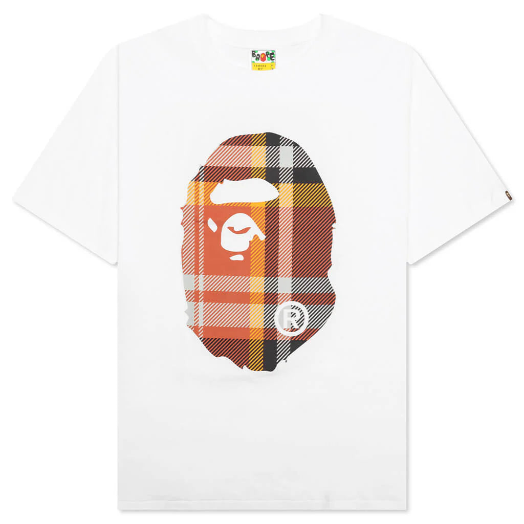 Bape Check Big Ape Head Tee White