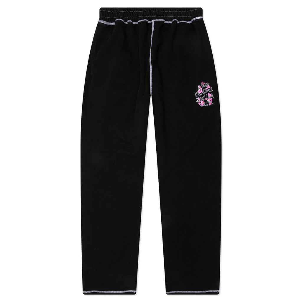 Contrast Stitch Sweats Black