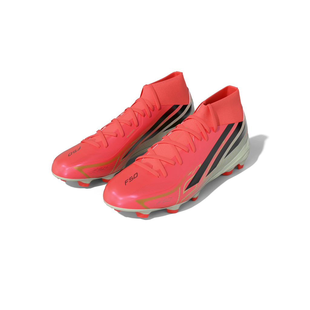 adidas F50 Hyperfast League Mid Firm Ground Mens Soccer Cleats Turquesa Black Gold