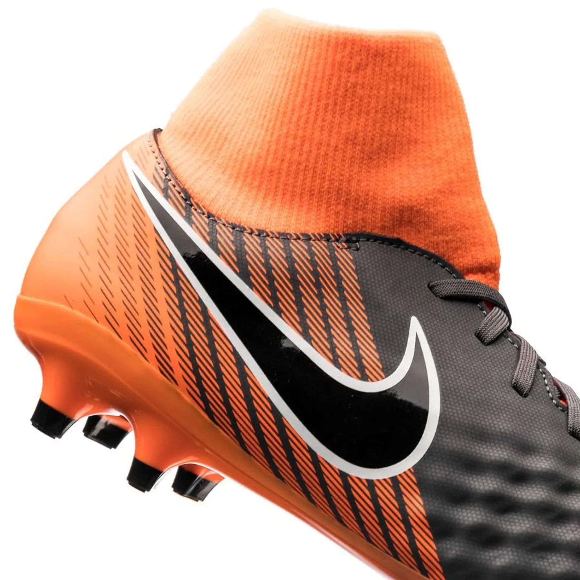 Nike Magista Obra 2 Academy DF FG Firm Ground Soccer Cleats Dark Grey Black Total Orange