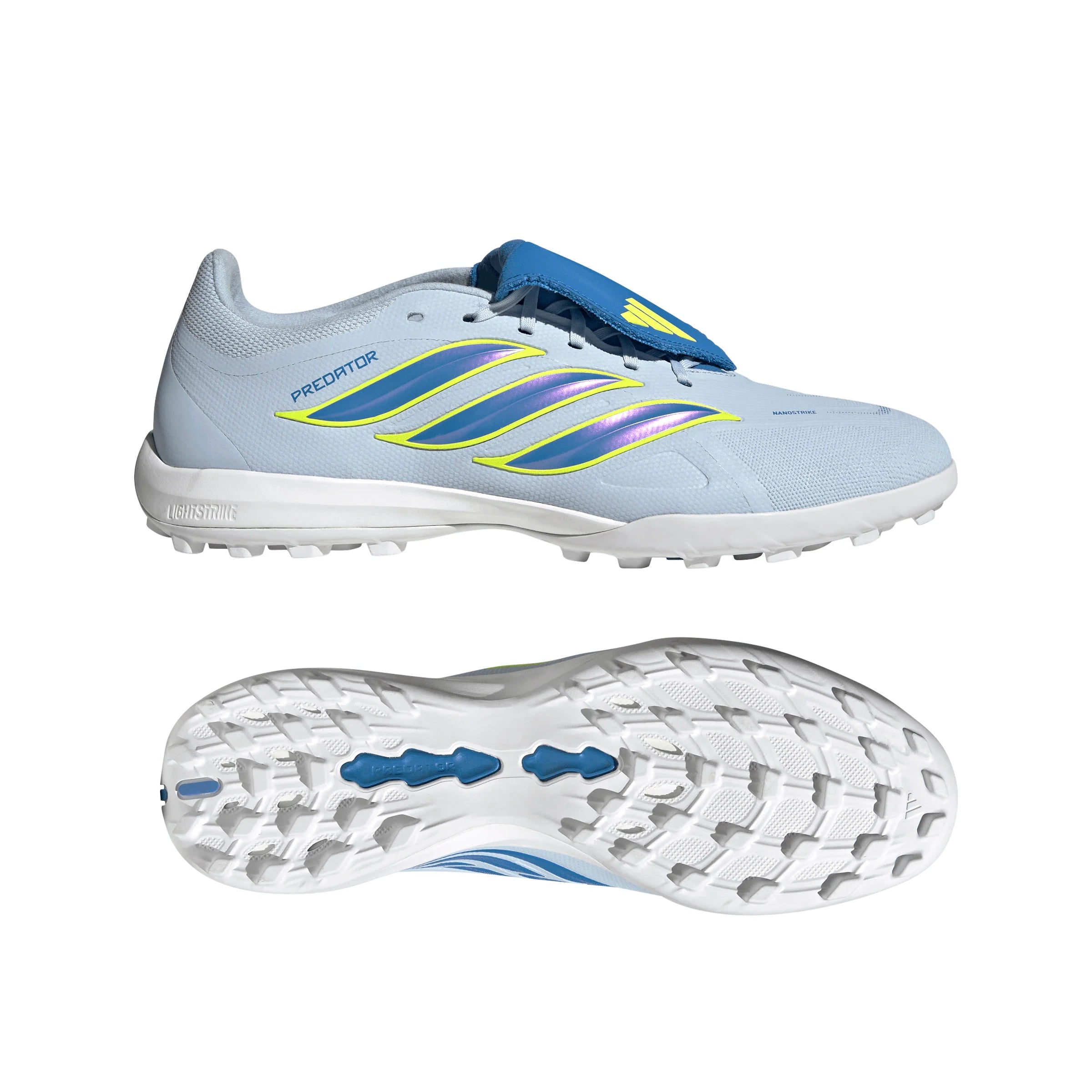 adidas Predator League Fold Over Tongue TF Turf Mens Soccer Cleats Sky Blue Yellow