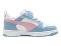 Tenis PUMA Rebound V6 Lo AC Blanco Rosa y Azul para Niña