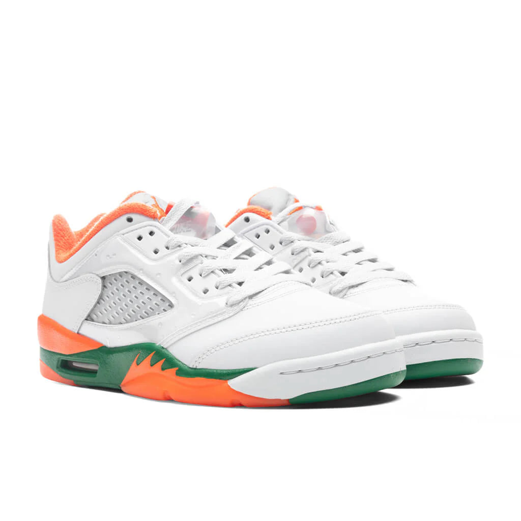 Air Jordan 5 Retro Low GS Football Grey Brilliant Orange Pine Green