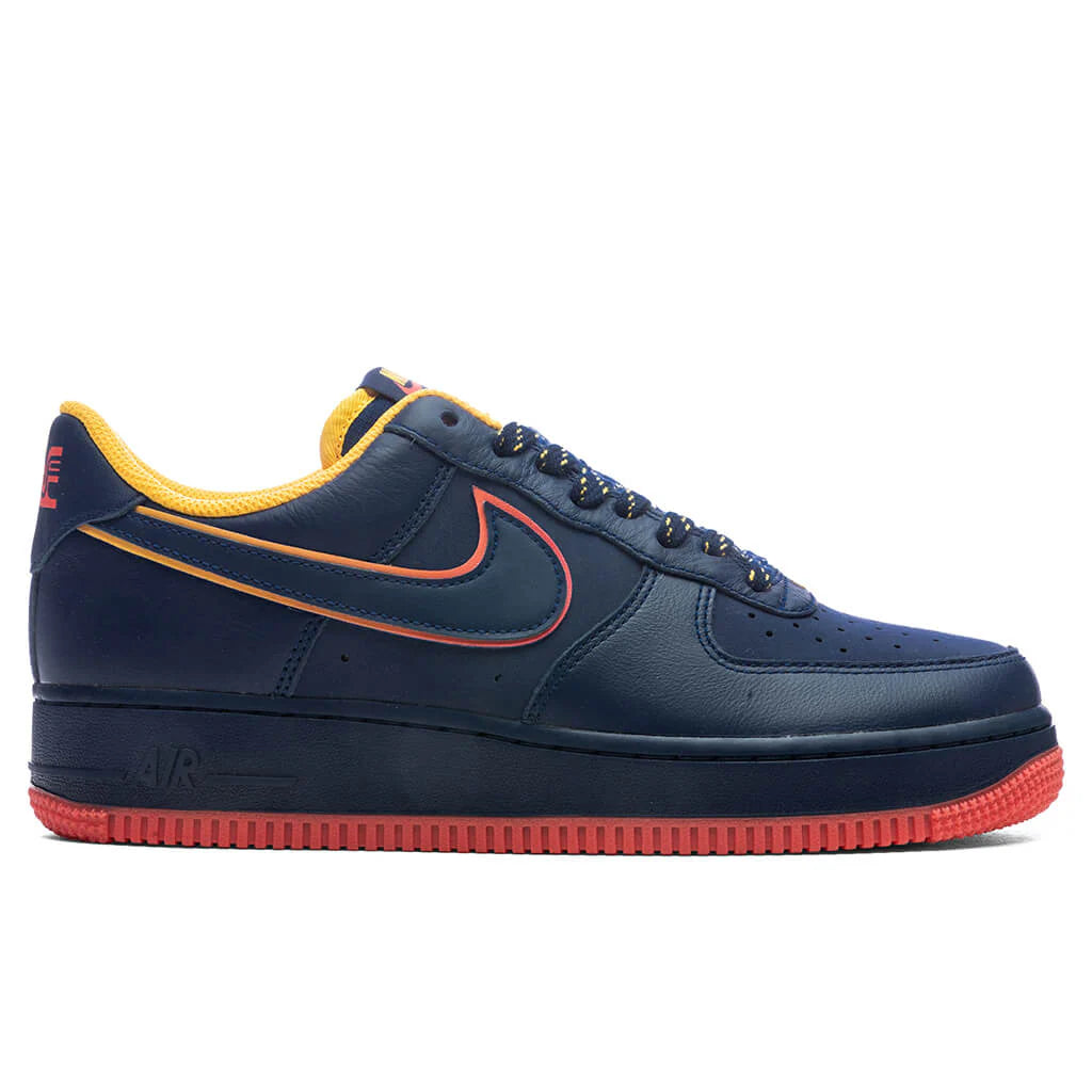 Air Force 1 07 LV8 Retro Lettering Midnight Navy Light Crimson Blue Void University Gold