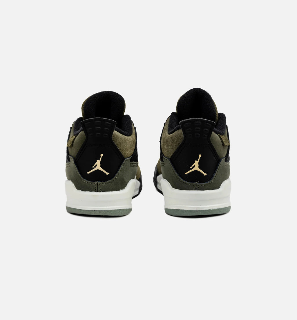 Air Jordan 4 Retro Craft Olive Infant Toddler Lifestyle Shoe Medium Olive Black