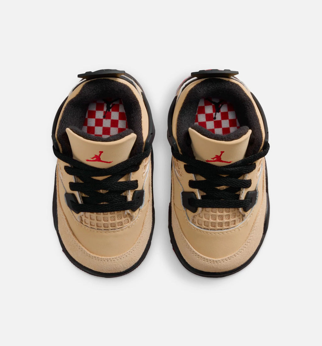 Air Jordan 4 Retro Infant Toddler Lifestyle Shoe Sesame Fire Red Black White