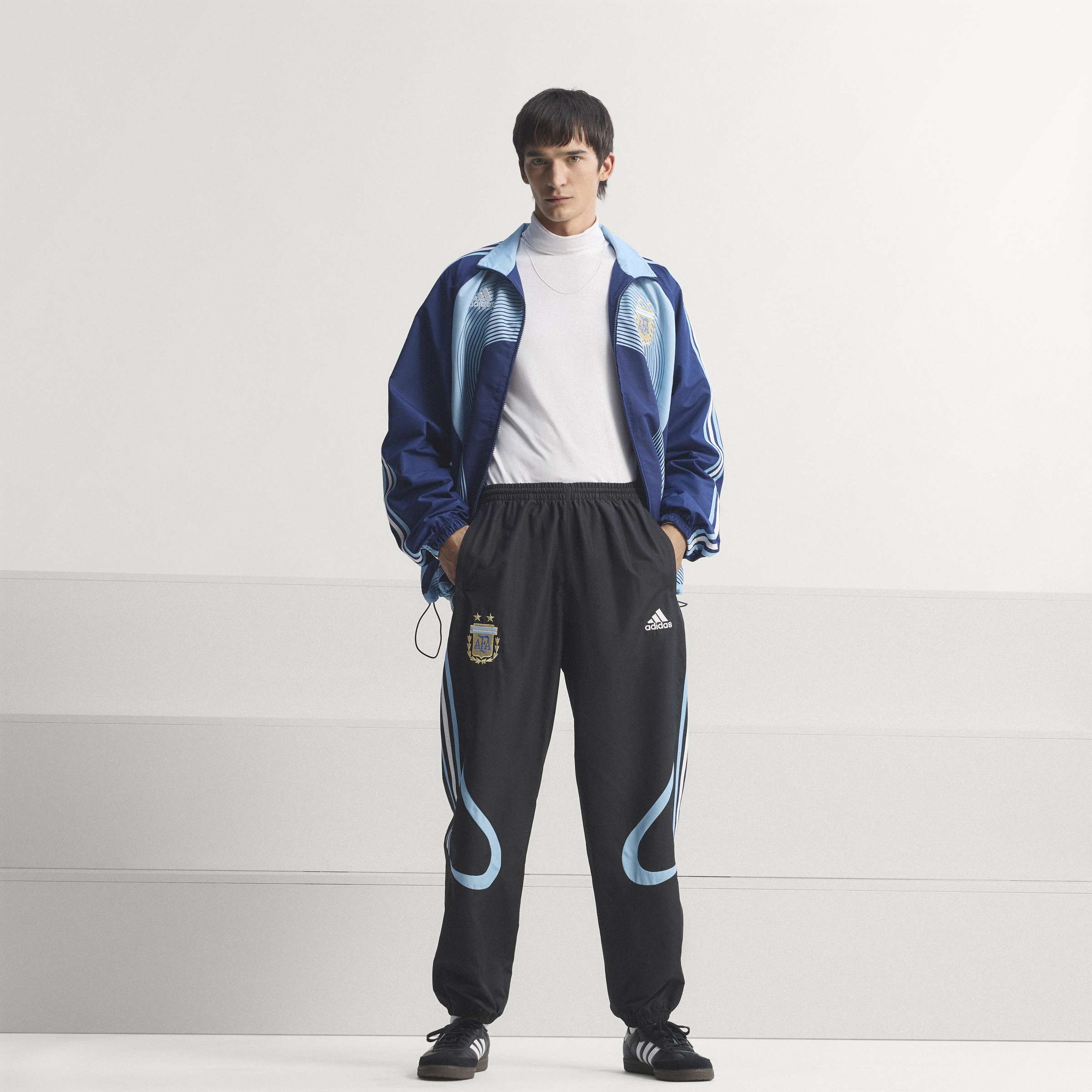 adidas Argentina Mens Soccer Track Pants 2006 Black Blue White