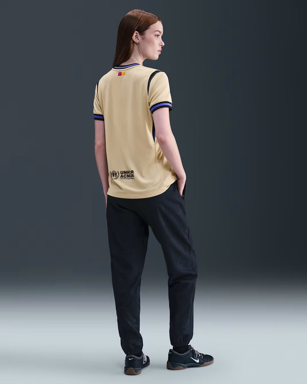 Nike FC Barcelona Womens Stadium Away Jersey 25 Gold Persian Violet Black