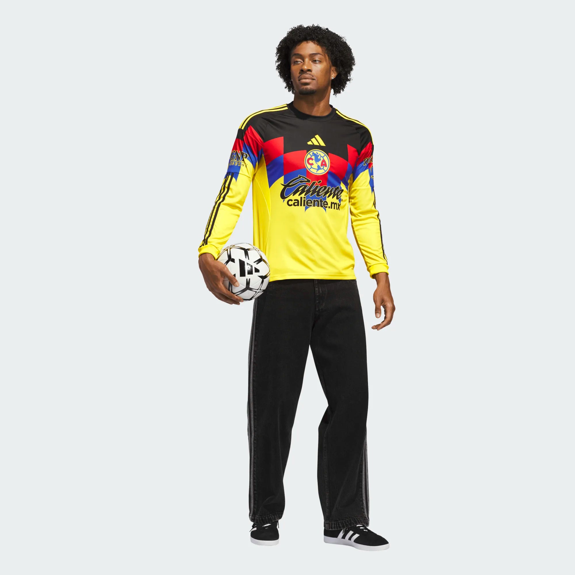 adidas Club América Long Sleeve Mens Home Jersey 25 26 Yellow
