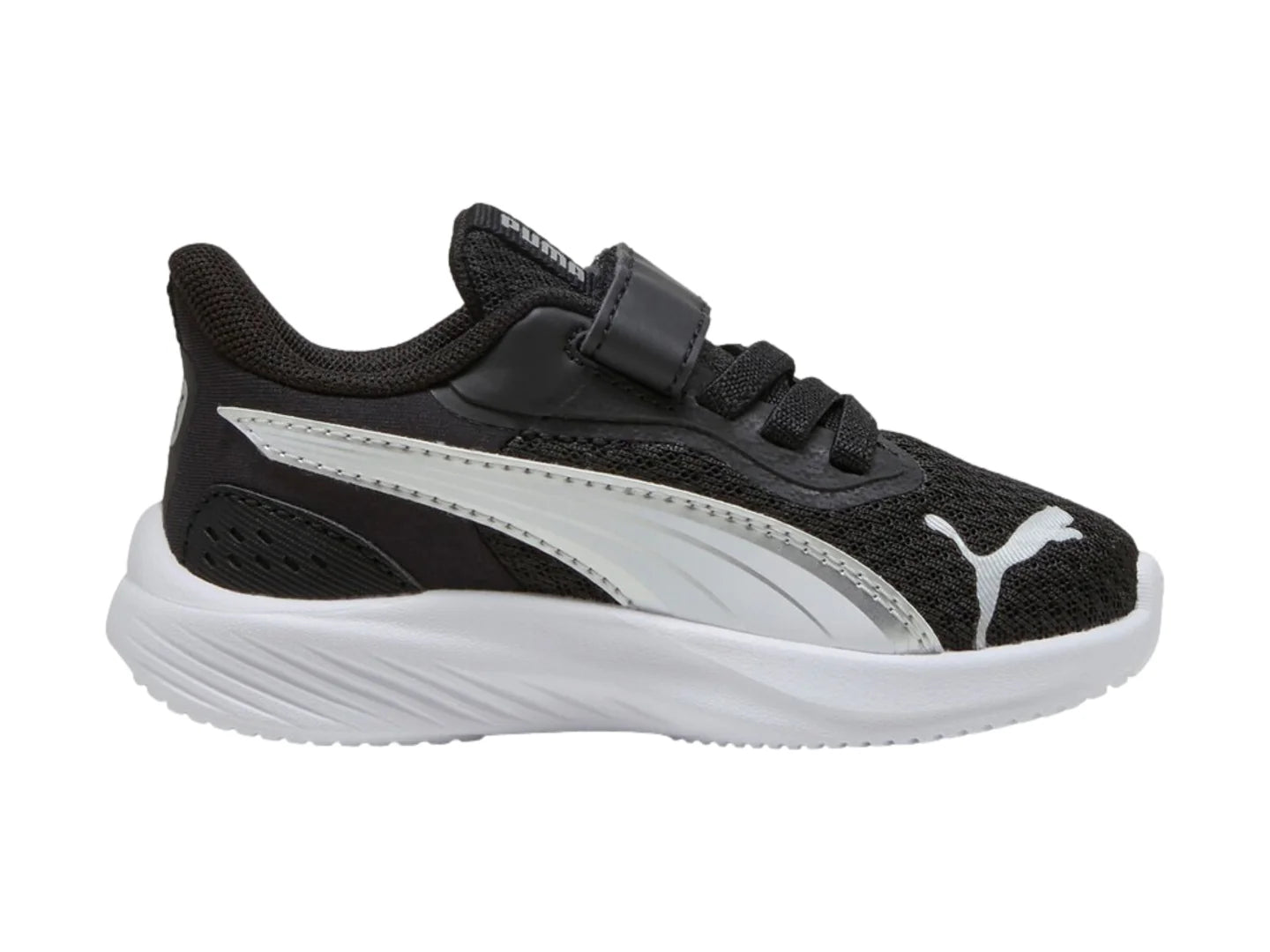Tenis Puma Pounce AC Negro y Plata para Niño