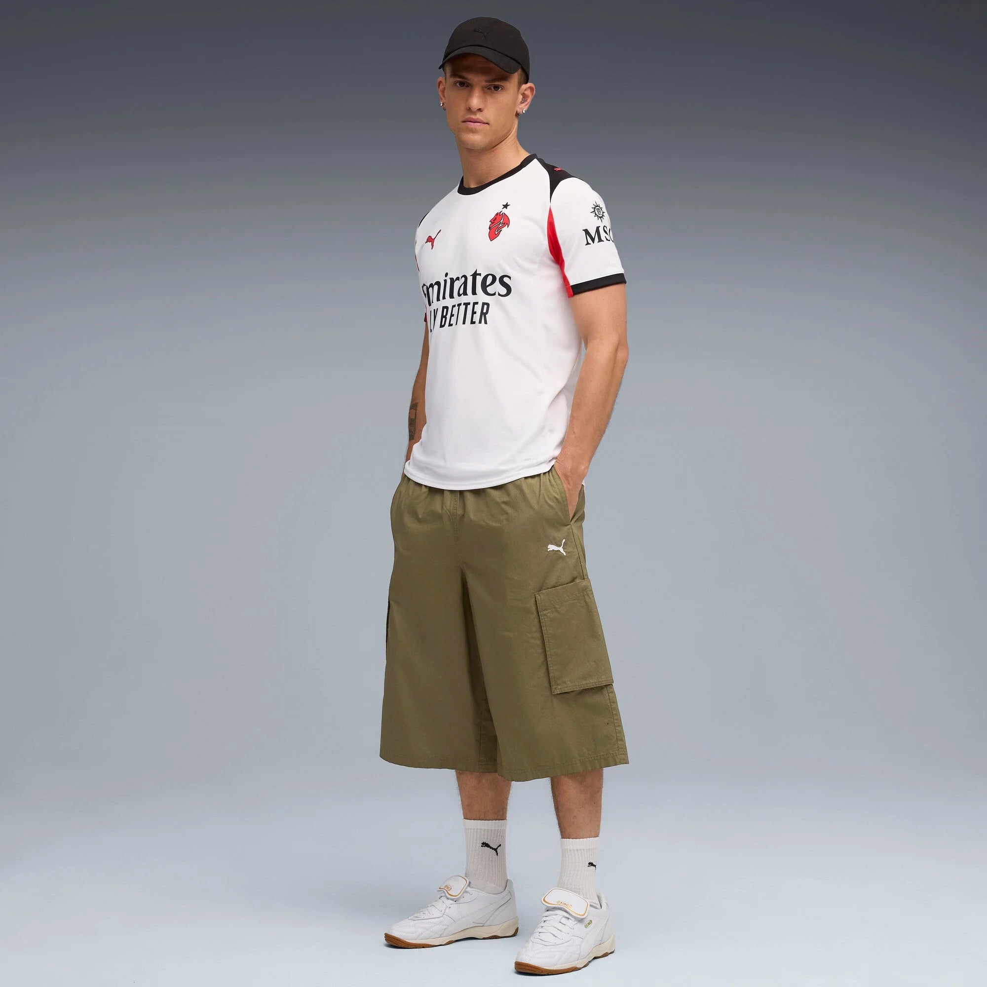 PUMA Mens AC Milan Away Soccer Jersey 25 White Red