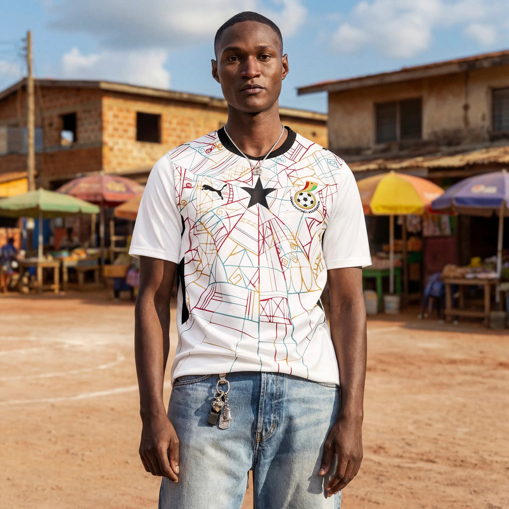 PUMA Ghana Home Mens Soccer Jersey 2026 White Black