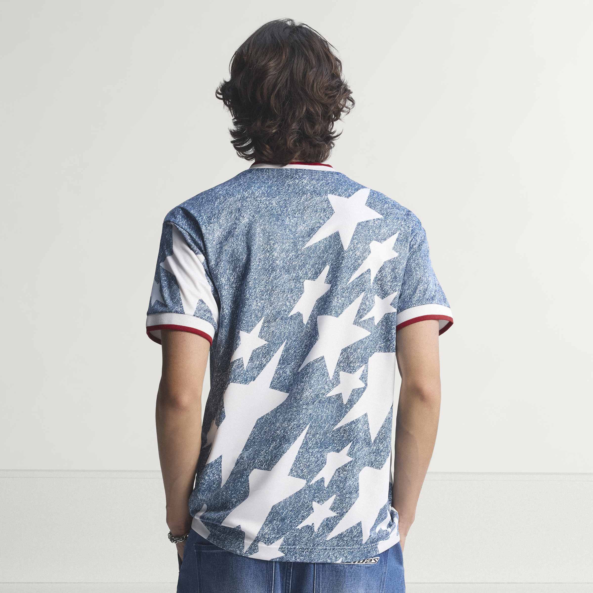 adidas Denim Graphic Soccer Jersey White Blue
