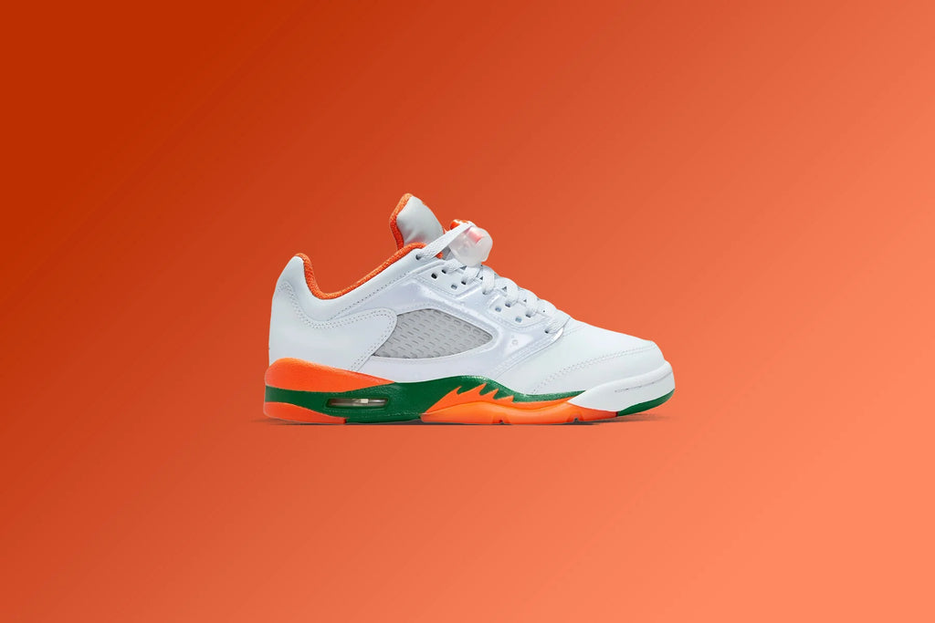 Air Jordan 5 Retro Low GS Football Grey Brilliant Orange Pine Green