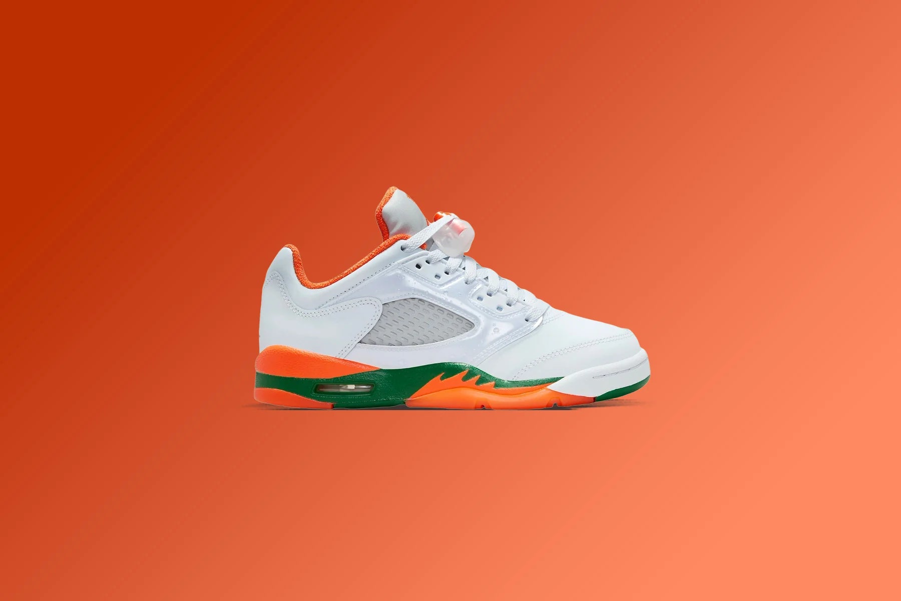 Air Jordan 5 Retro Low GS Football Grey Brilliant Orange Pine Green