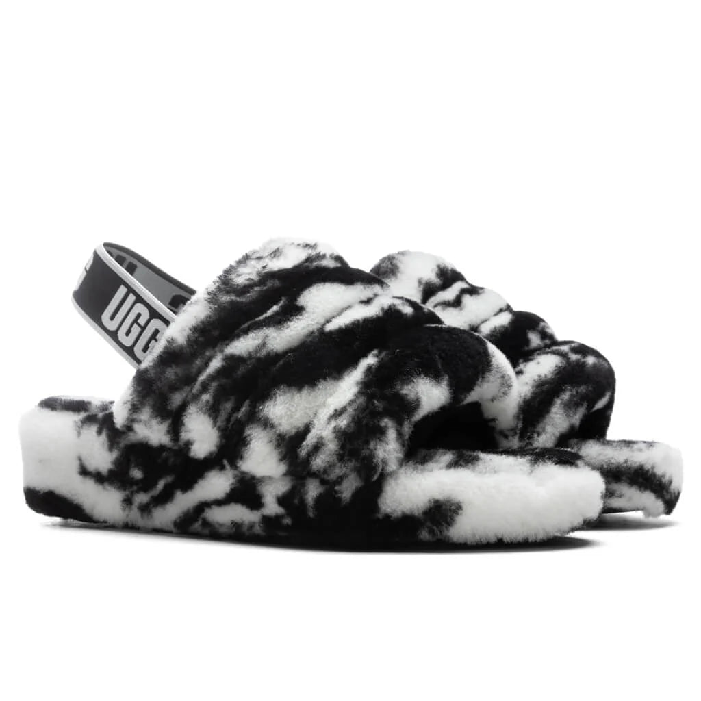 Womens Fluff Yeah Slide Marble Black