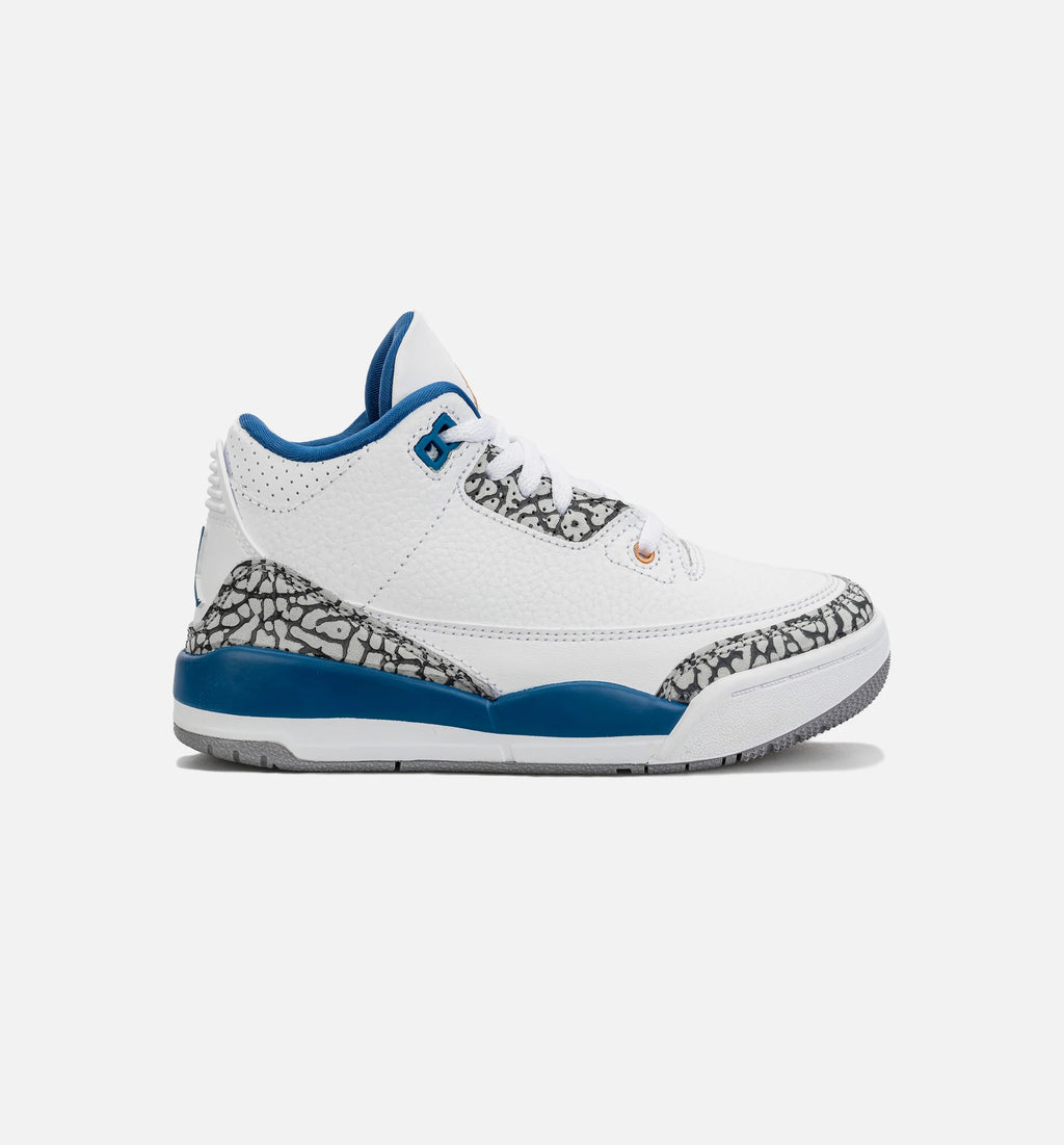 Air Jordan 3 Retro Wizards True Blue Preschool Lifestyle Shoe White Blue