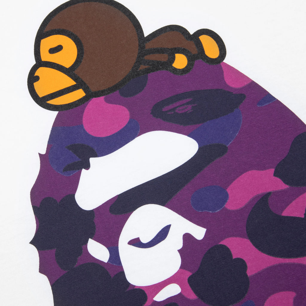 Color Camo Milo on Big Ape Tee White Purple