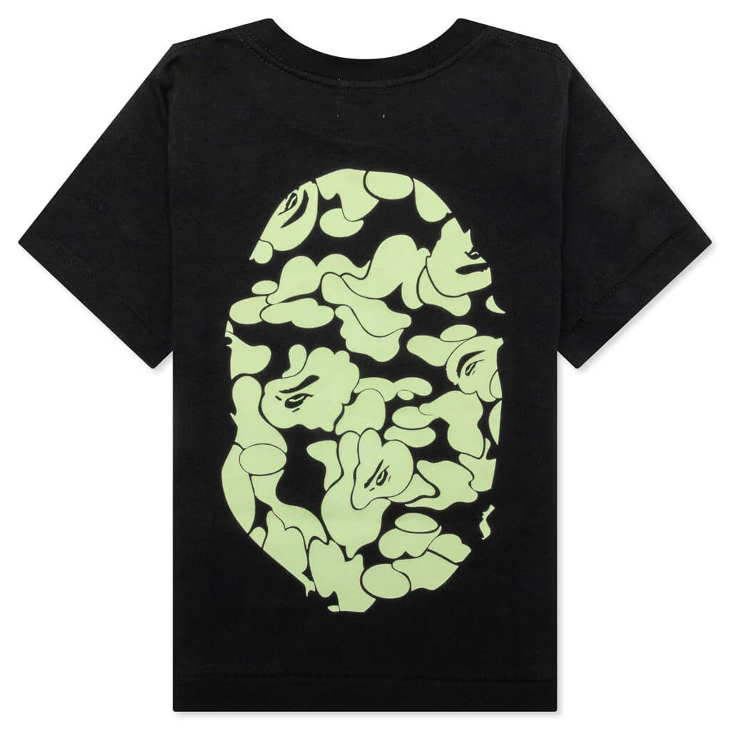 Kids Glow in The Dark Camo Big Ape Head Tee Black