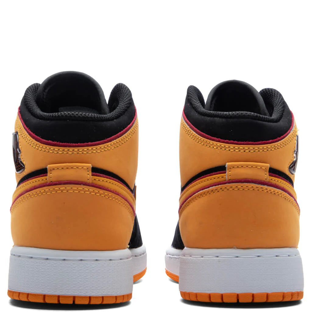 Air Jordan 1 Mid SE GS Black Vivid Orange Cardinal Red