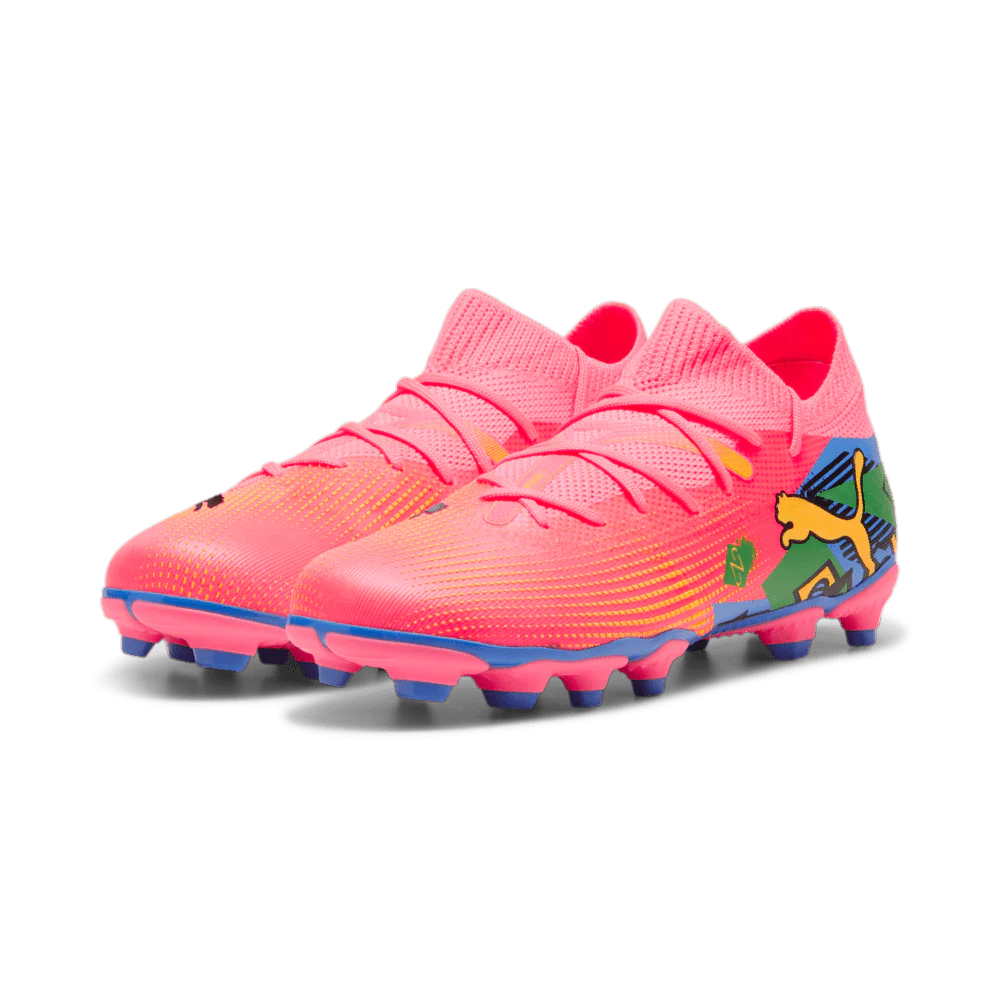 PUMA Future 7 Match Neymar JR FG AG Junior Soccer Cleats Sunset Glow Black