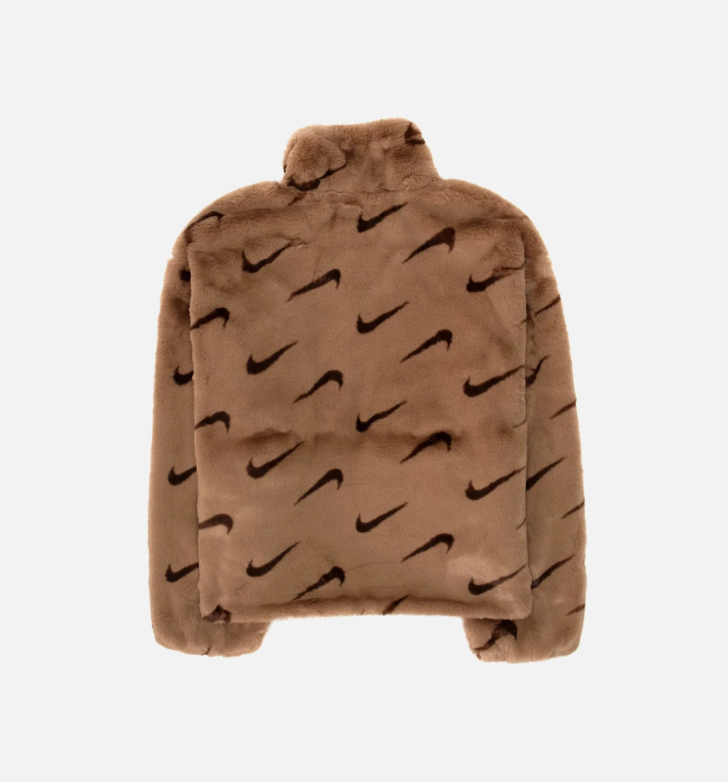 NSW AOP Faux Fur Womens Jacket Brown