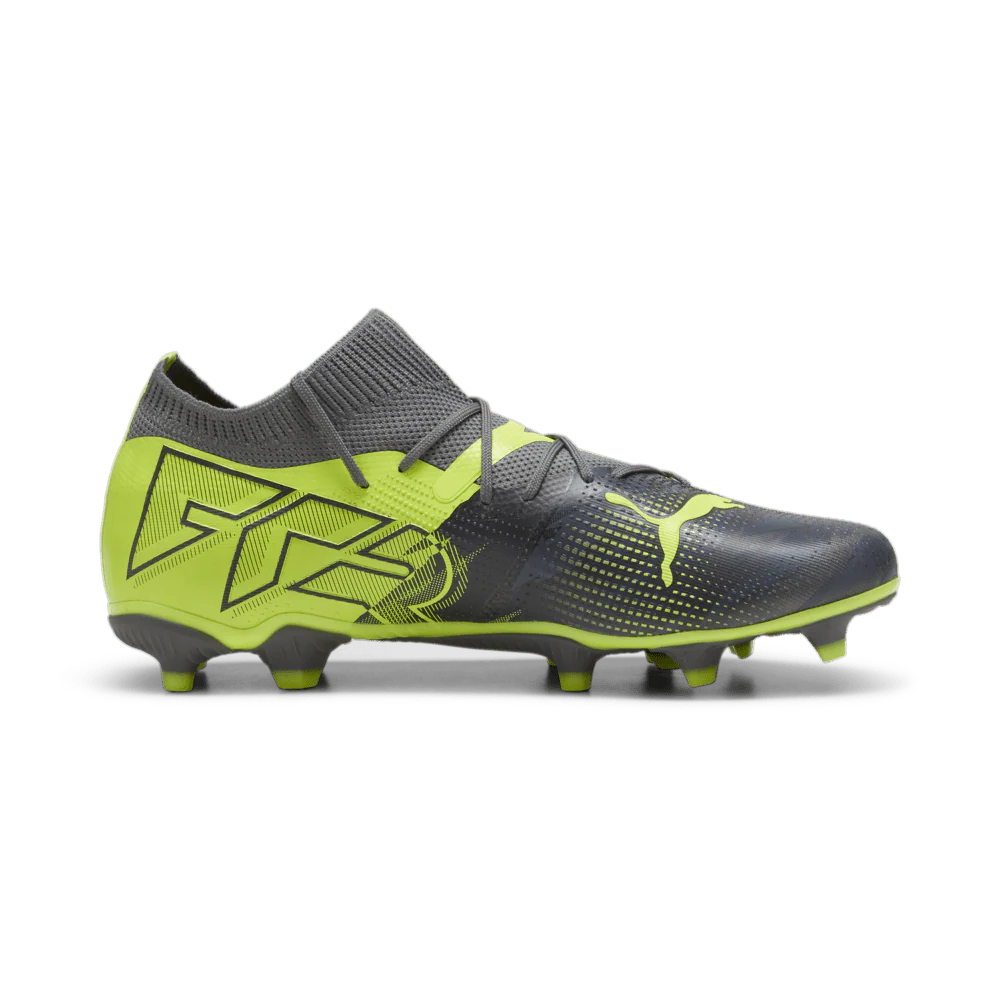 PUMA Future 7 Match Rush FG AG Multi Ground Soccer Cleats Strong Grey Cool Dark Grey Electric Lime