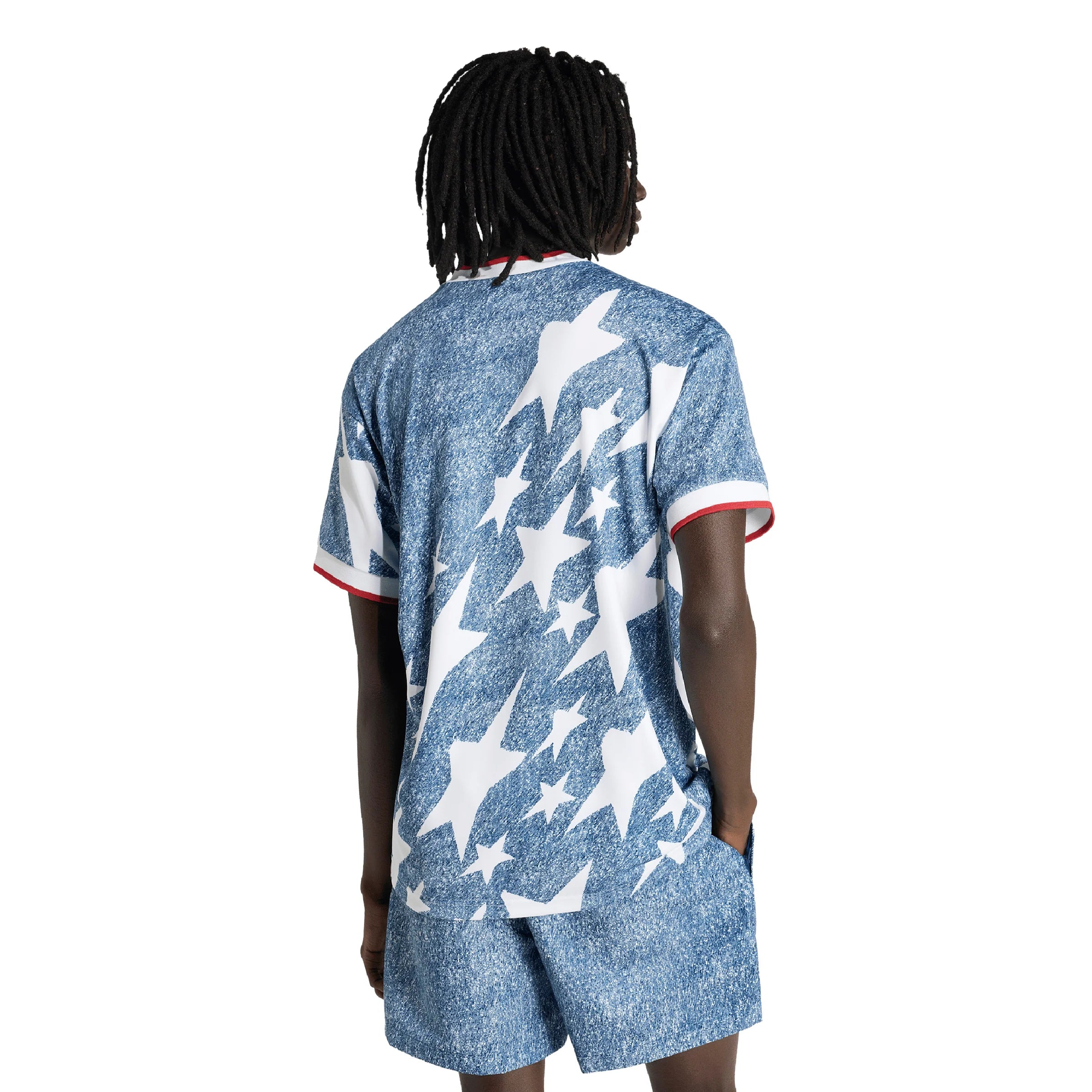 adidas Denim Graphic Soccer Jersey White Blue