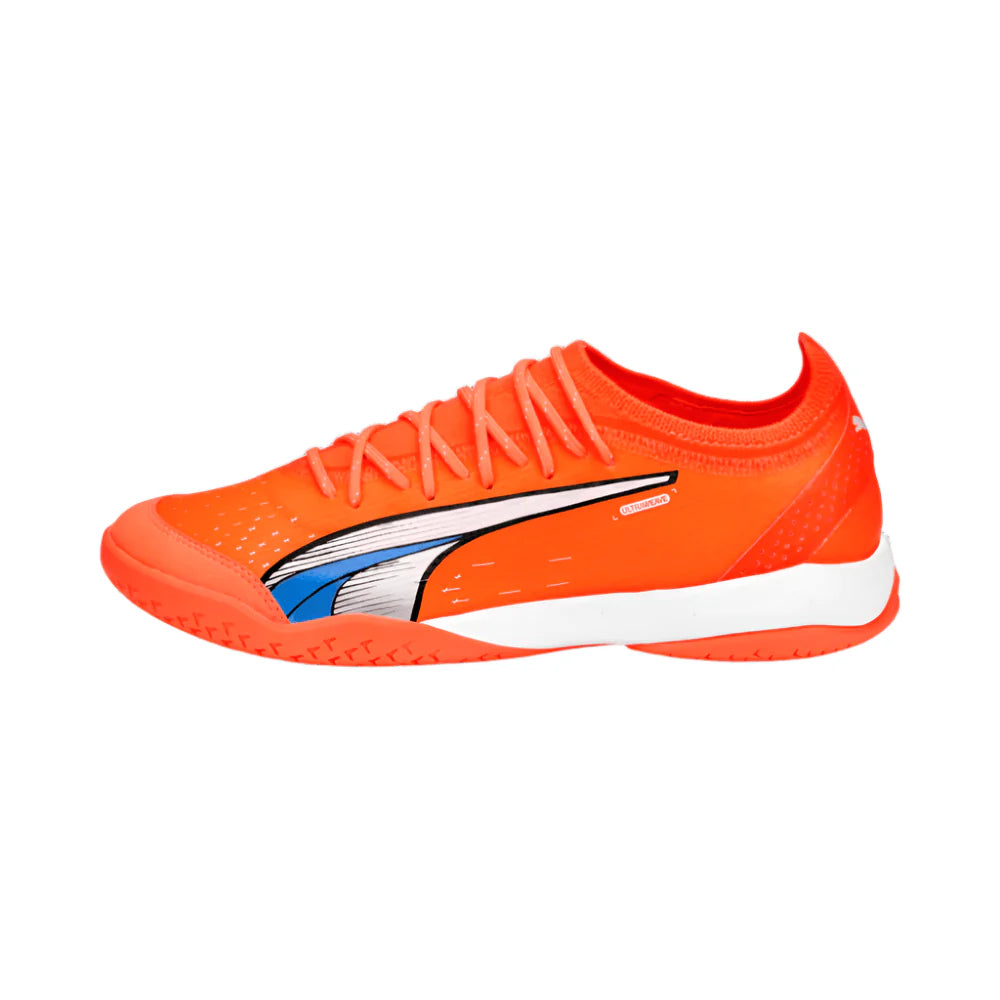 PUMA Ultra Ultimate Court Indoor Soccer Shoes Ultra Orange White Blue Glimmer