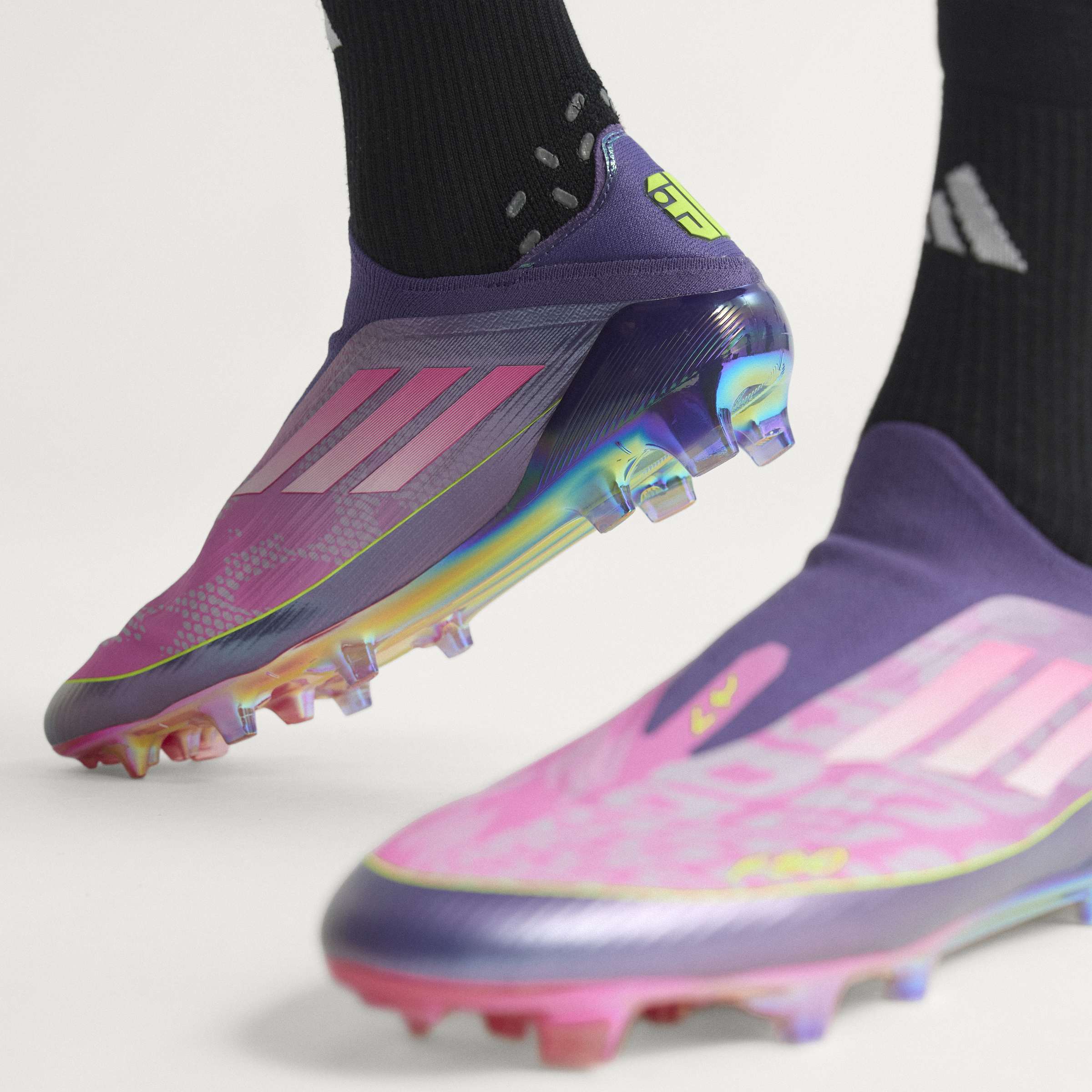 adidas F50 LEAGUE Laceless FG Mens Soccer Cleats Purple White Lemon