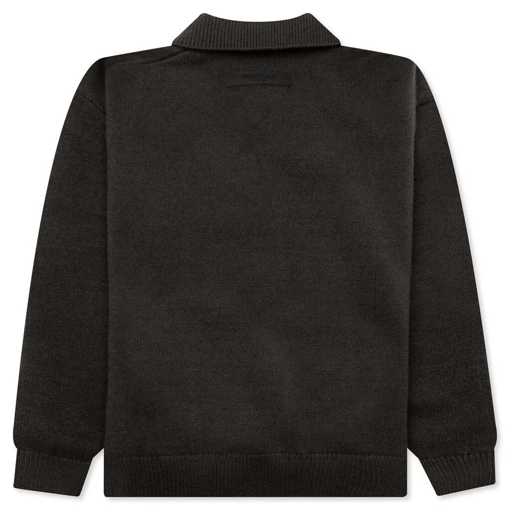 Kids Knit Polo Off Black
