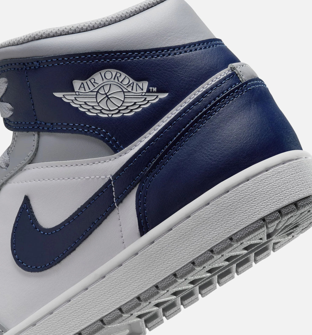 Air Jordan 1 Mid Mens Lifestyle Shoe White Wolf Grey Midnight Navy