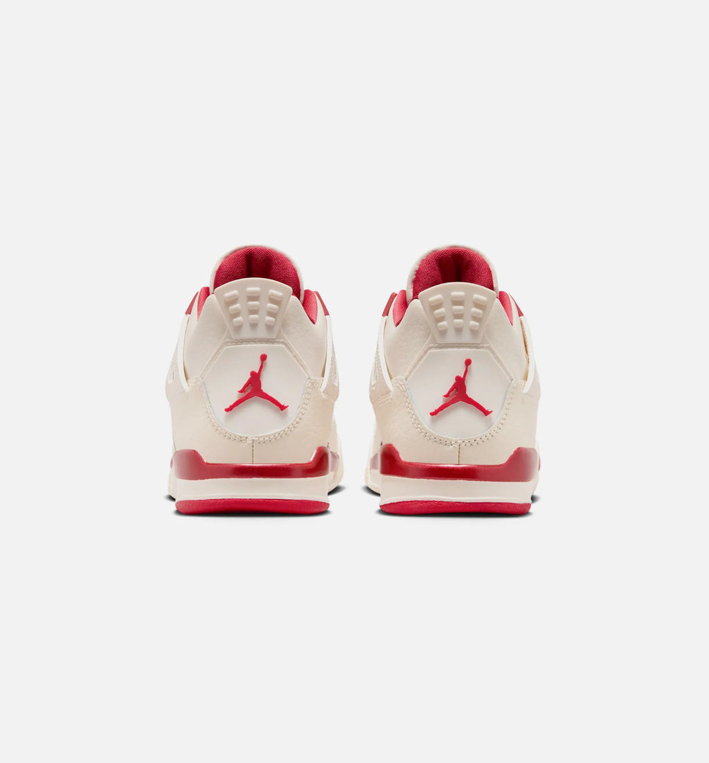 Air Jordan 4 Retro Valentines Day Preschool Lifestyle Shoe Pale Ivory Sierra Red Tough Red