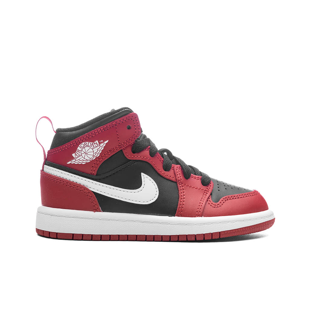 Jordan 1 Mid PS Black White Gym Red