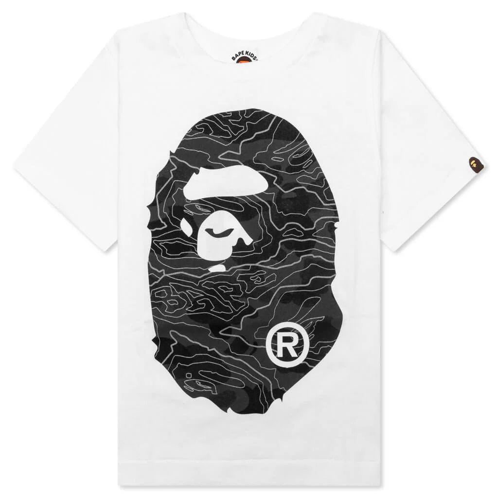 Kids Layered Line Camo Big Ape Head Tee White Black