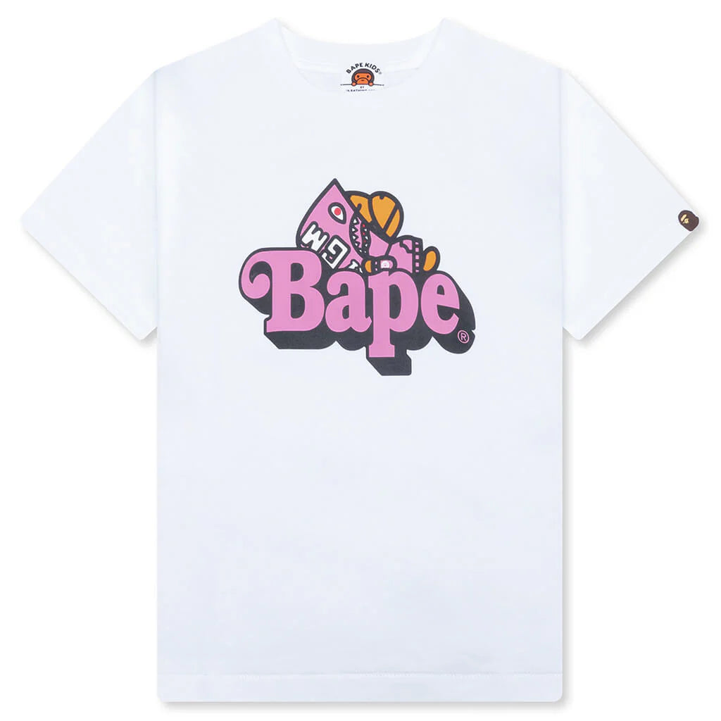 Kids Shark Milo on Bape Tee White Pink