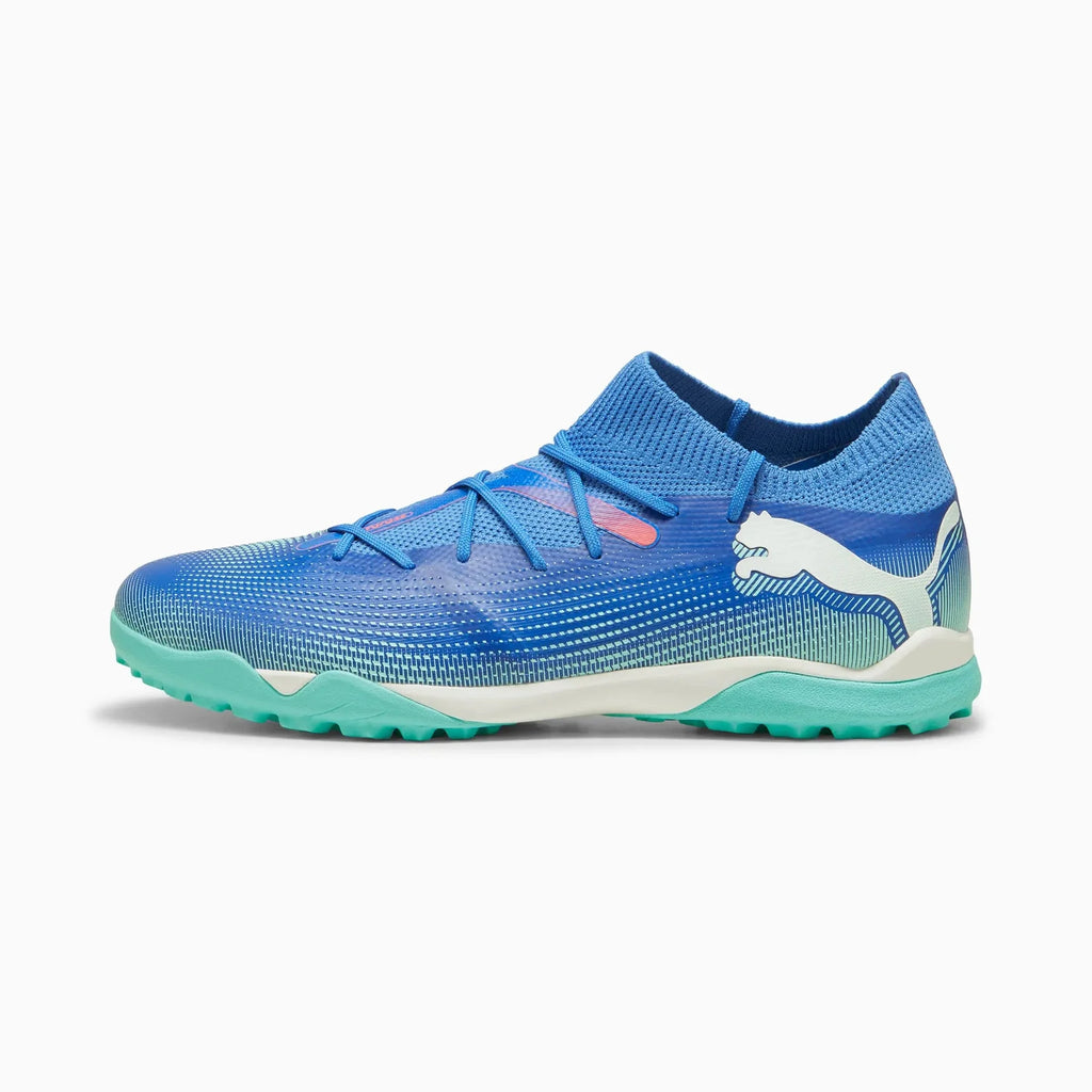PUMA Future 7 Match TT Turf Soccer Cleats Bluemazing White Electric Peppermint